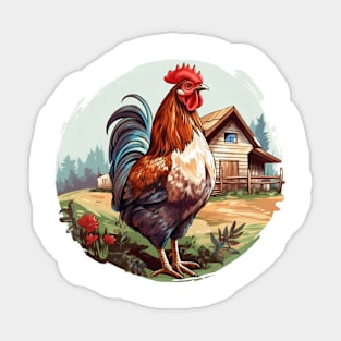 Colorful Rooster Sticker